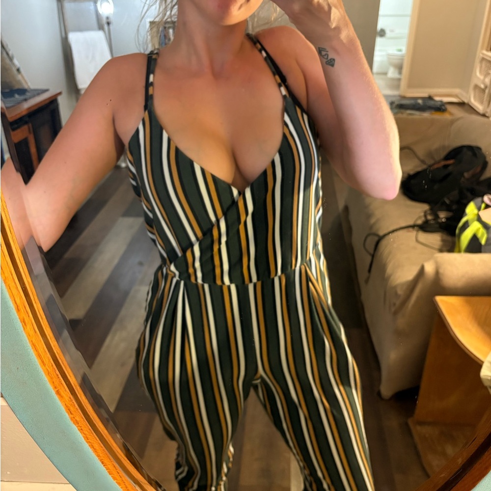 Striped Sleeveless Jumpsuit